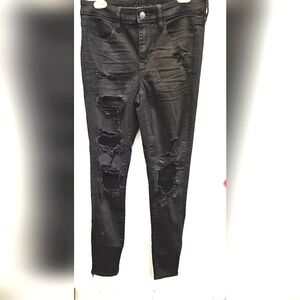 American Eagle Outfitters Black Skinny Distressed Jeans